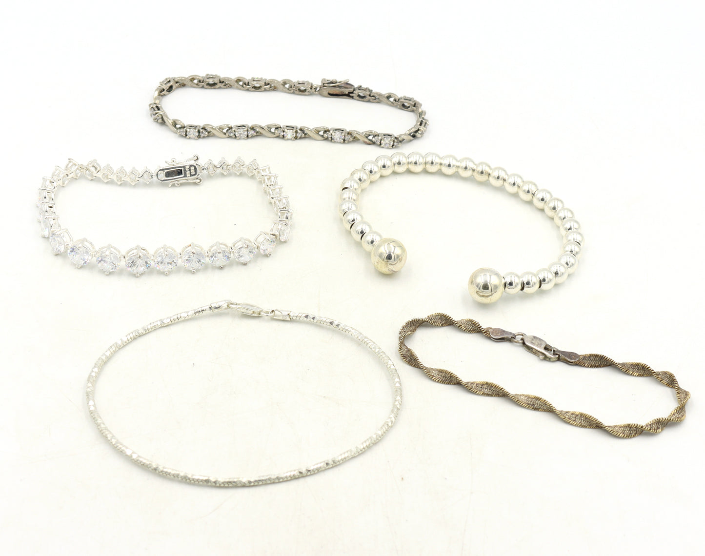 Group lot of 5 vintage 925 sterling silver bracelets