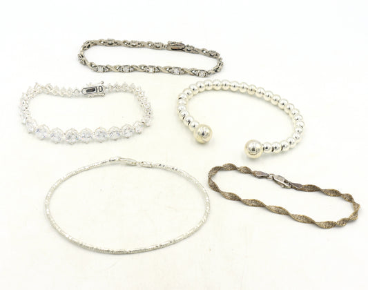 Group lot of 5 vintage 925 sterling silver bracelets