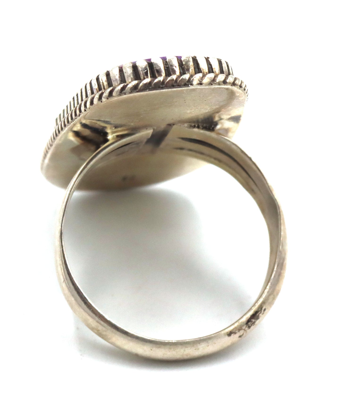 Set of 925 sterling silver signed purple stone pendant and ring