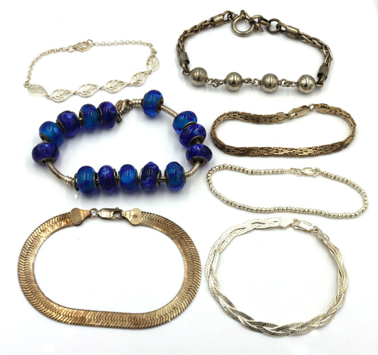 Group lot of 7 Vintage 925 sterling silver bracelets