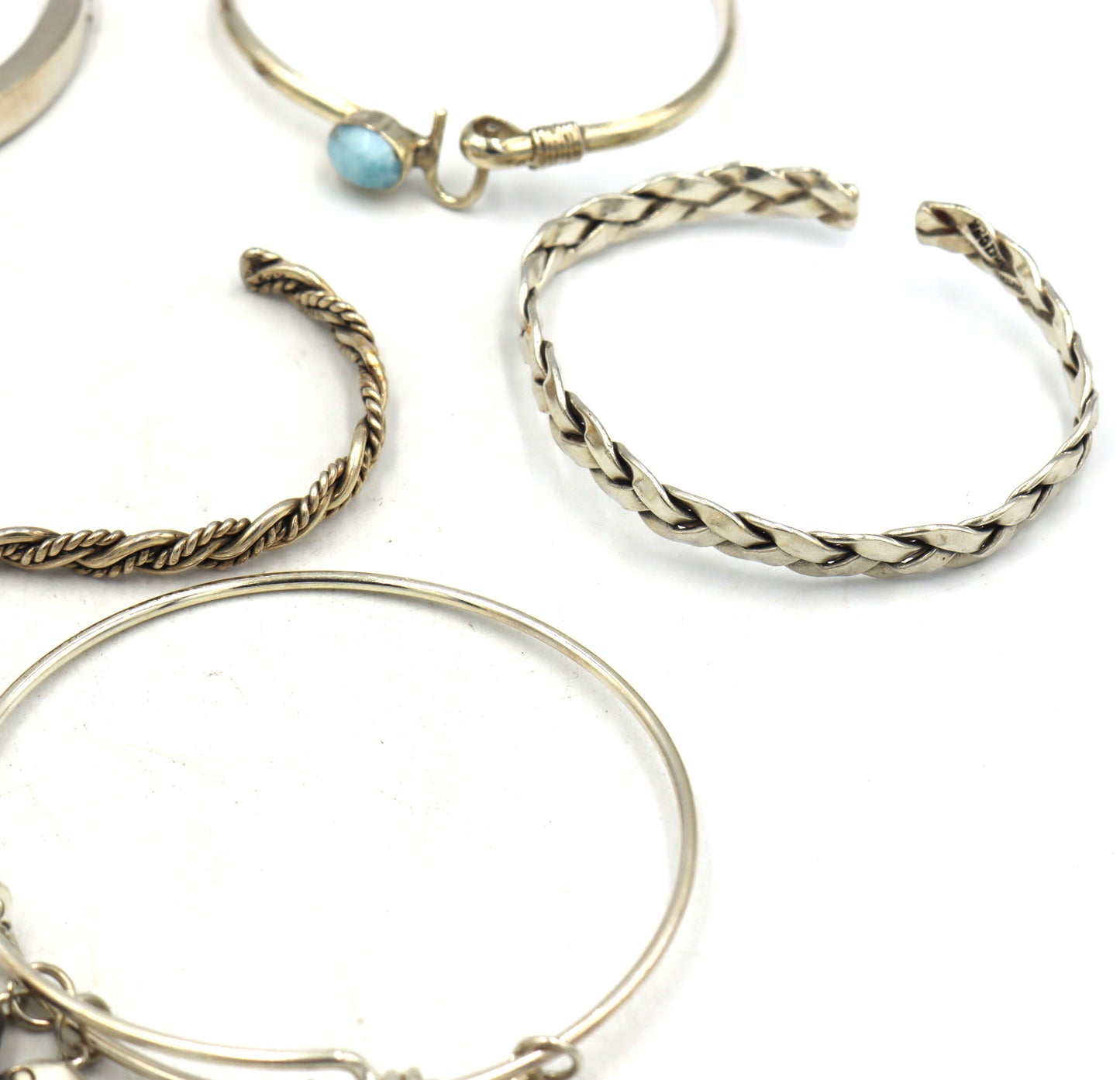 Group lot of 6 Vintage 925 sterling silver bangles