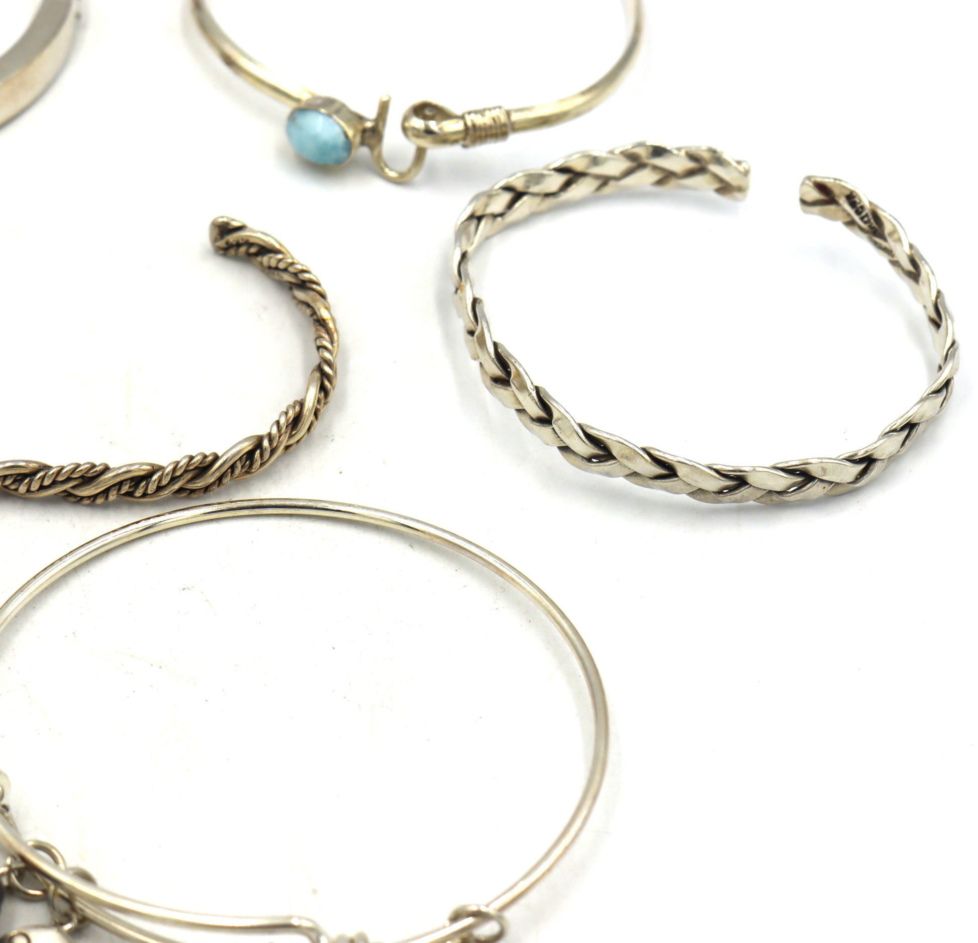Group lot of 6 Vintage 925 sterling silver bangles