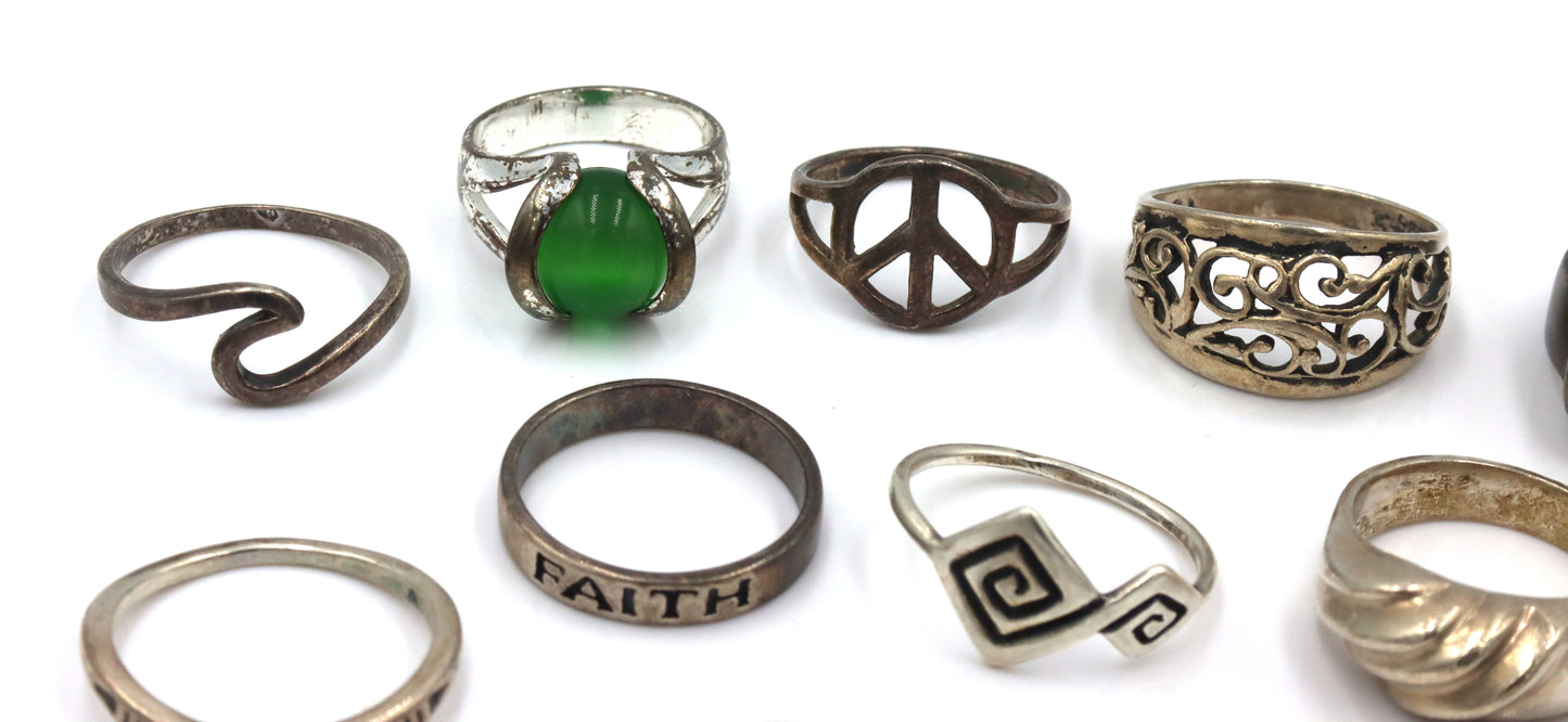 Group lot of Vintage 925 sterling silver rings