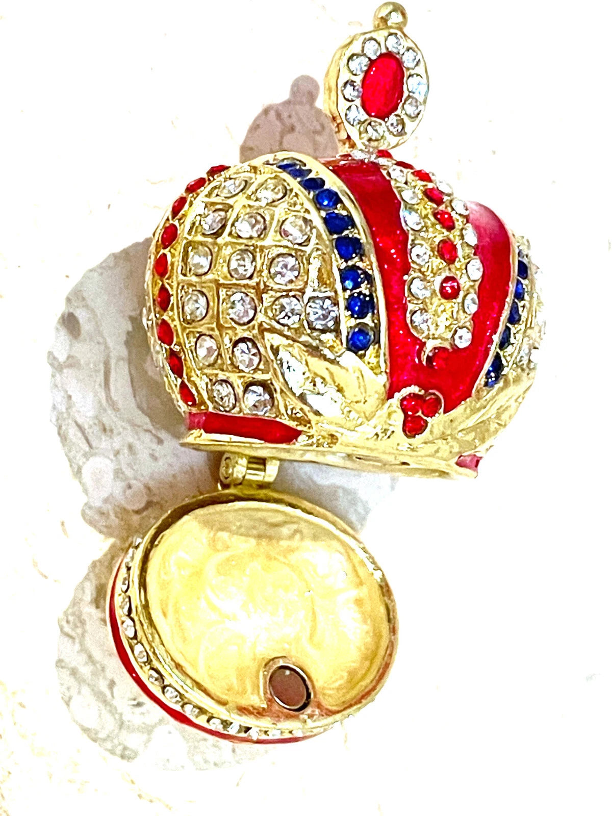 Ruby Fabergé Egg Style Trinket Box – Luxury Austrian Crystal & 24K Gold Decor