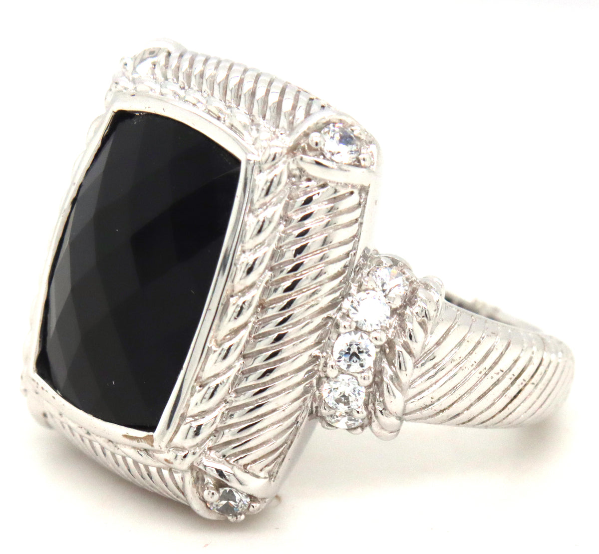 Judith Ripka black onyx ring in 925 sterling silver