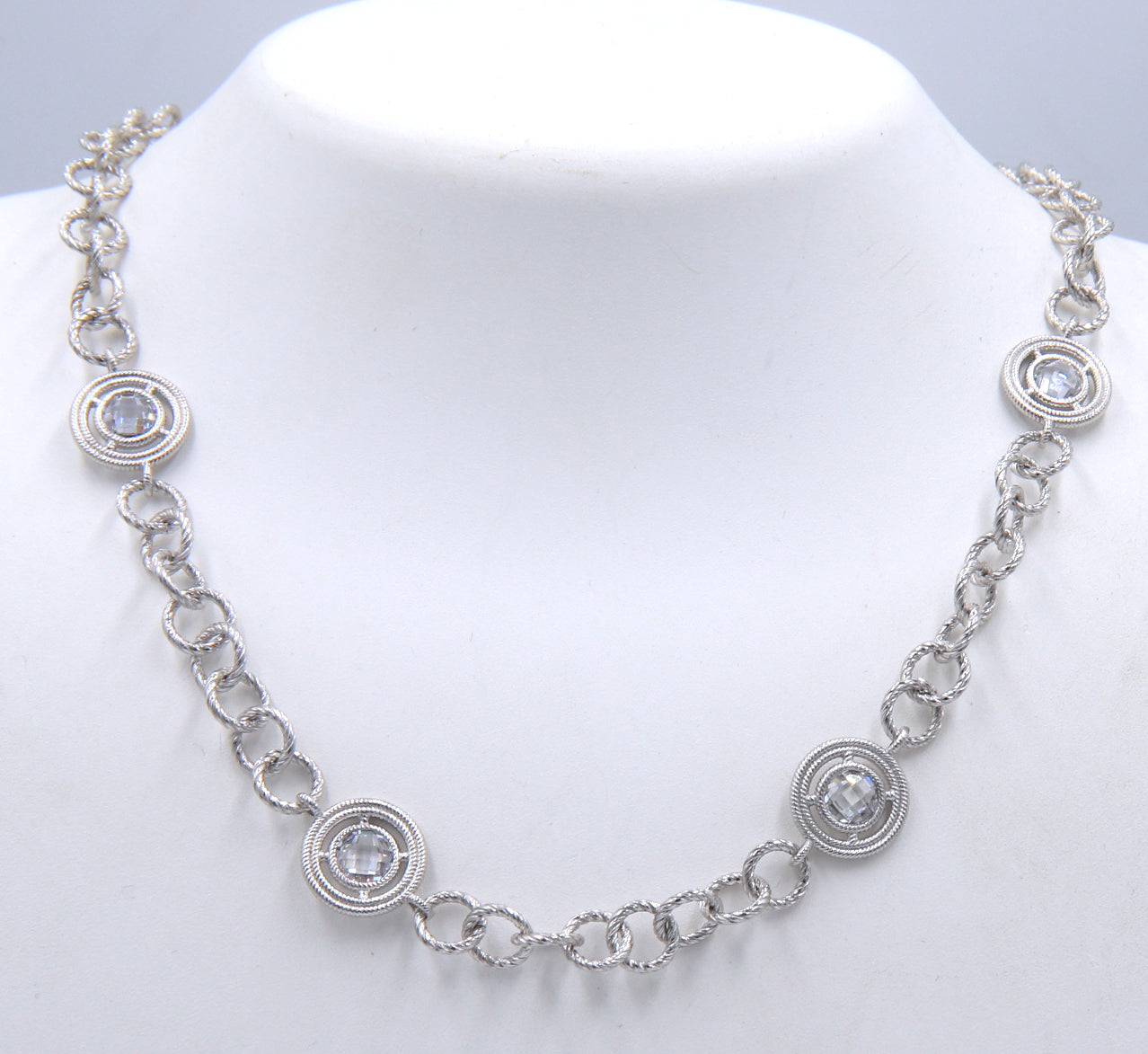 925 Sterling silver Judith Ripka cubic zirconia link necklace