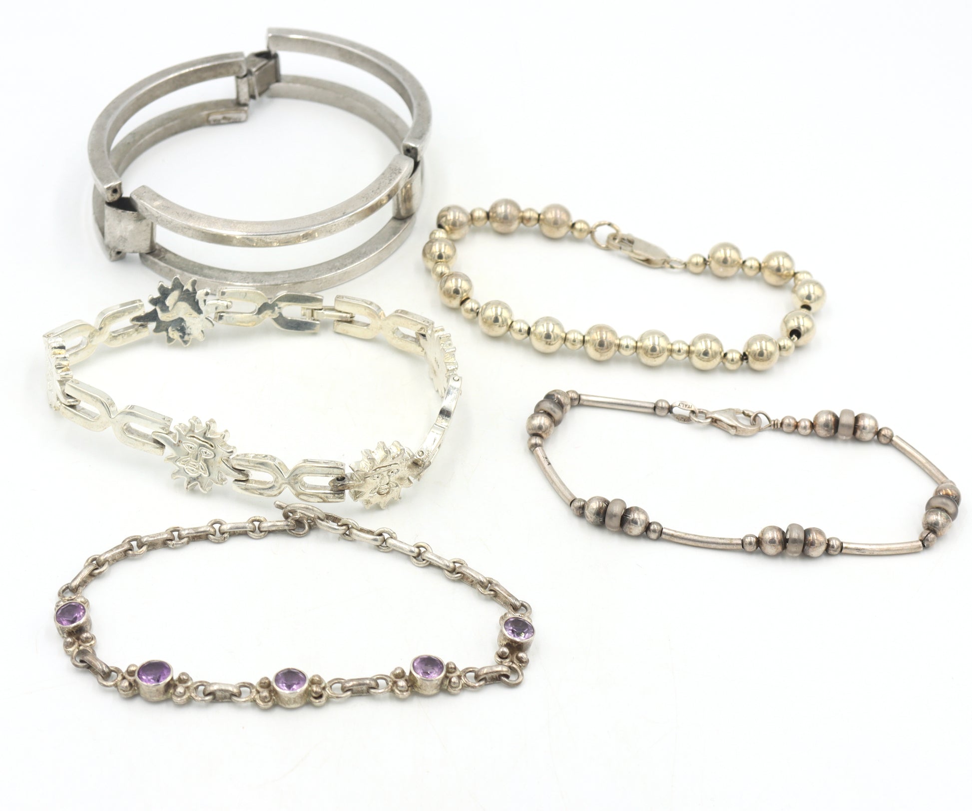Group lot of 5 Vintage 925 sterling silver bracelets