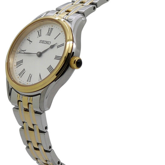 Seiko Women’s Two-Tone Stainless Steel Quartz Watch with White Dial & Roman Numerals