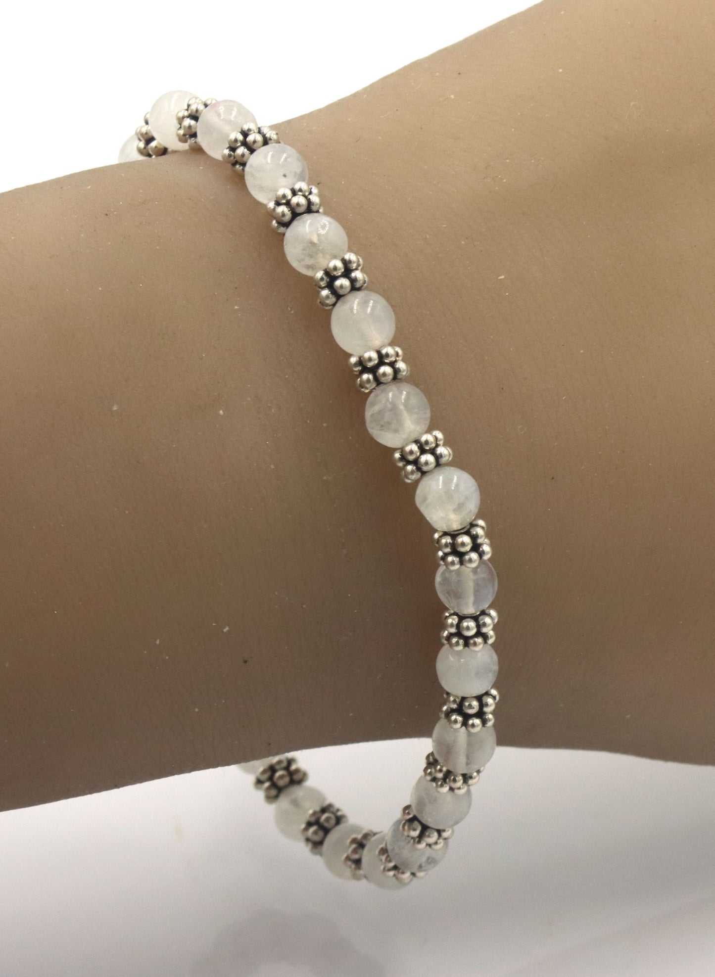 Pearl and silver beaded bracelet