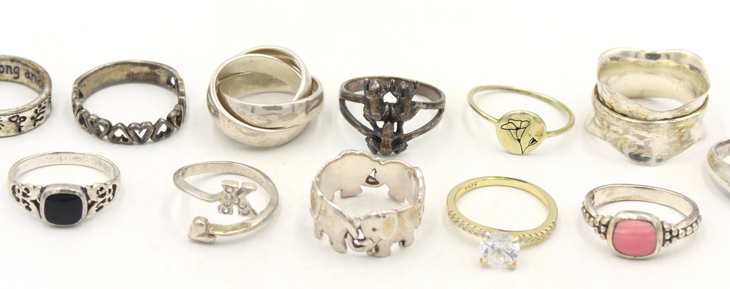 Vintage 925 sterling silver 13 rings