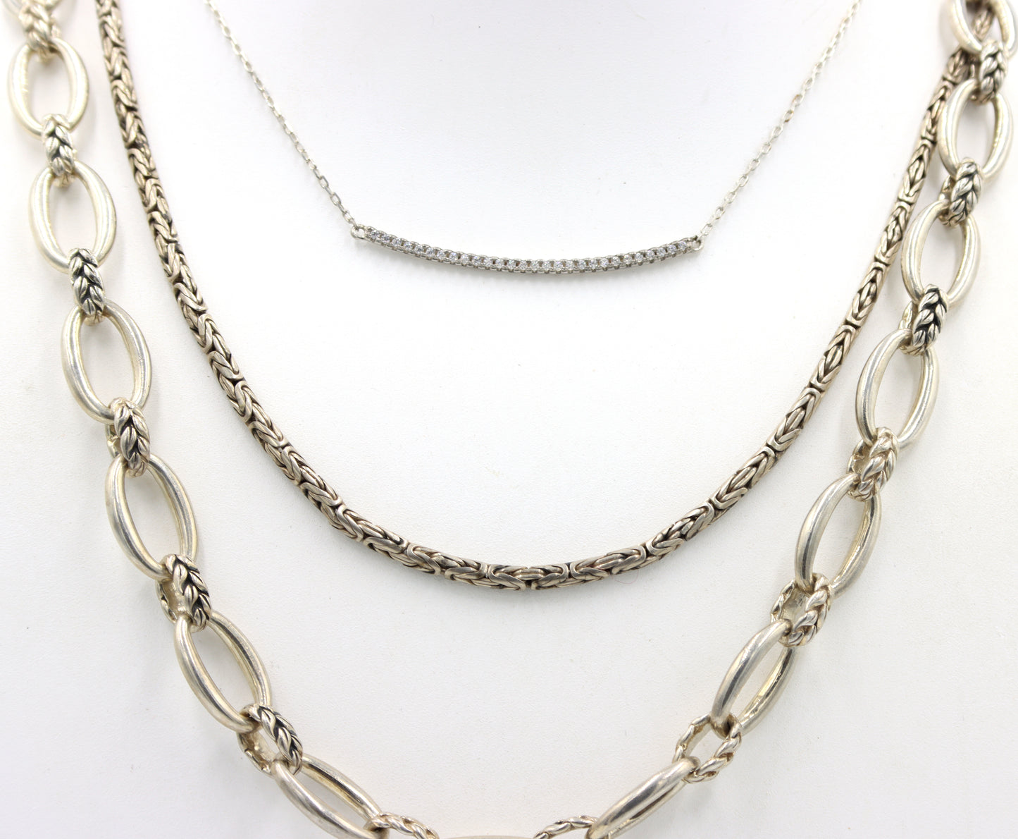 Group lot of 3 Vintage 925 sterling silver necklaces