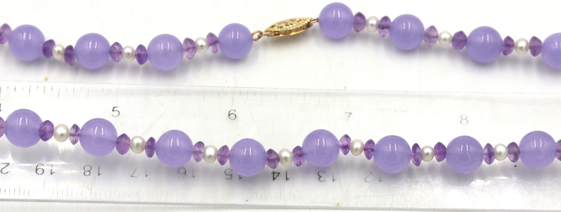 Amethyst and pearl beaded necklace