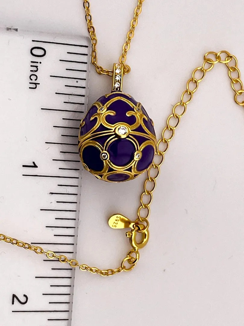 Exquisite Egg-Shaped Necklace and Bracelet Set – Amethyst Accents, 18K Gold Vermeil