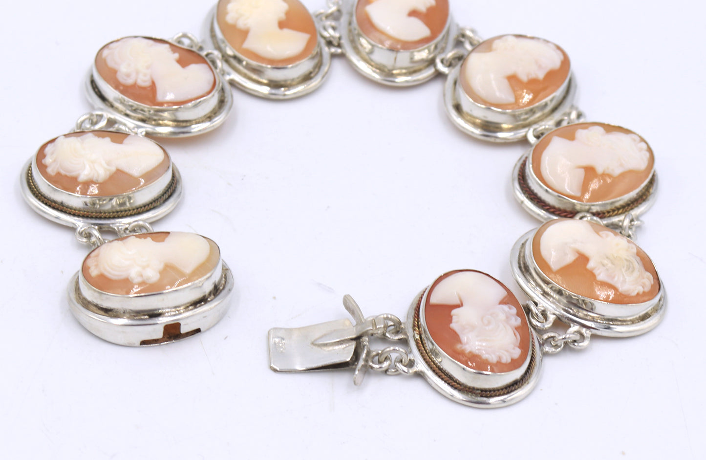 925 Sterling silver Cameo link bracelet