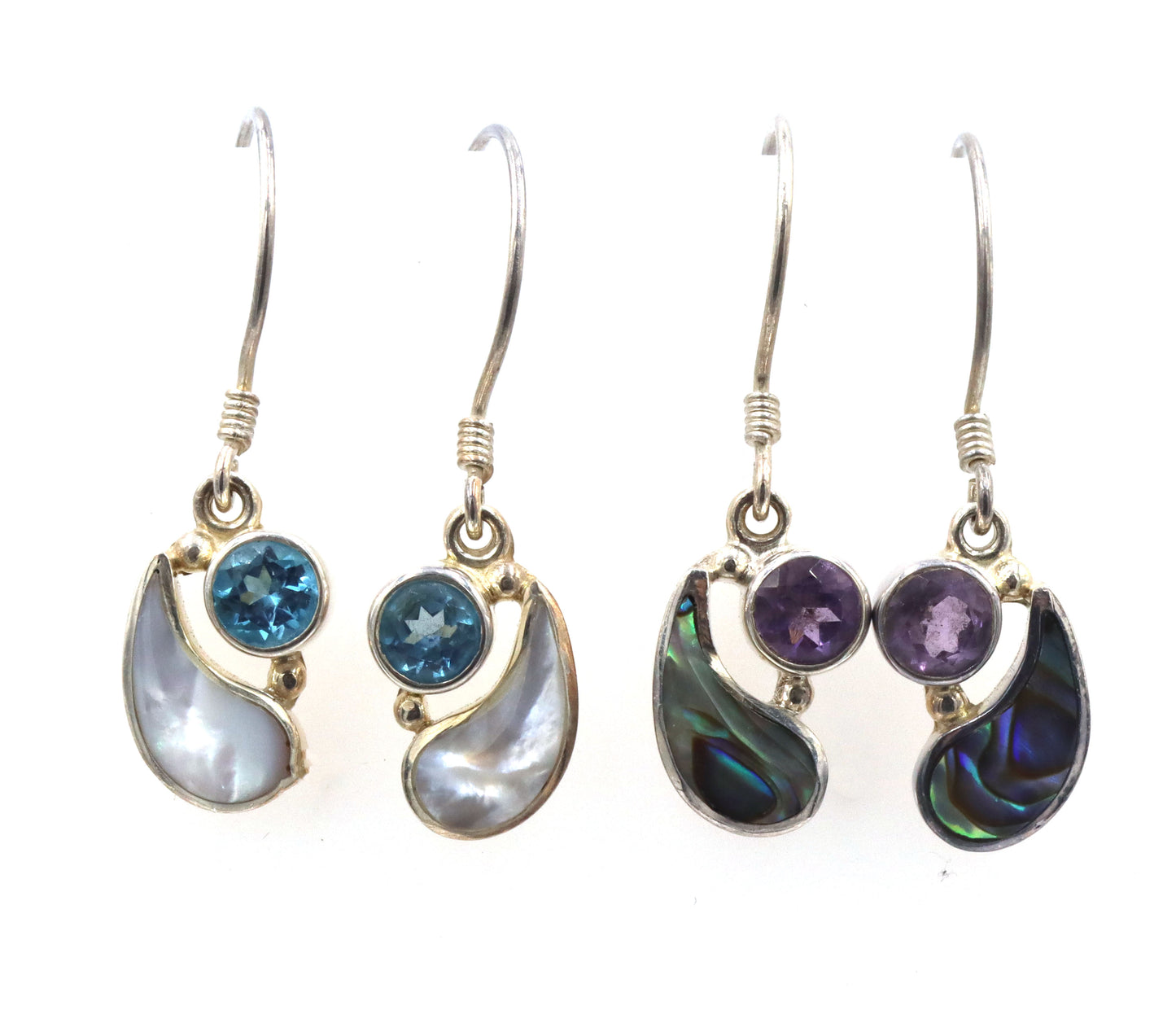 2 Pairs of Signed Sejan 925 sterling silver dangle earrings