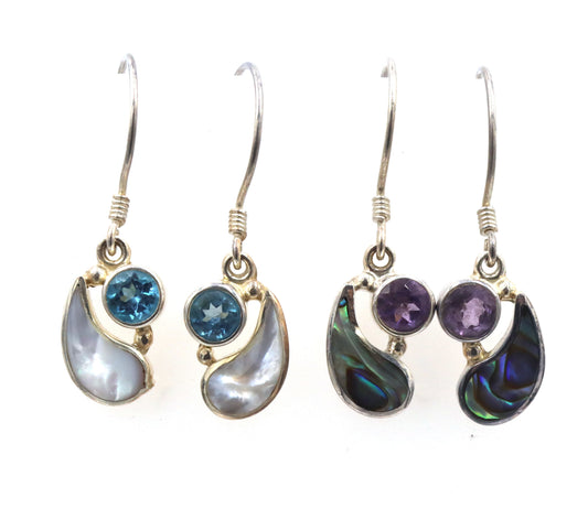 2 Pairs of Signed Sejan 925 sterling silver dangle earrings