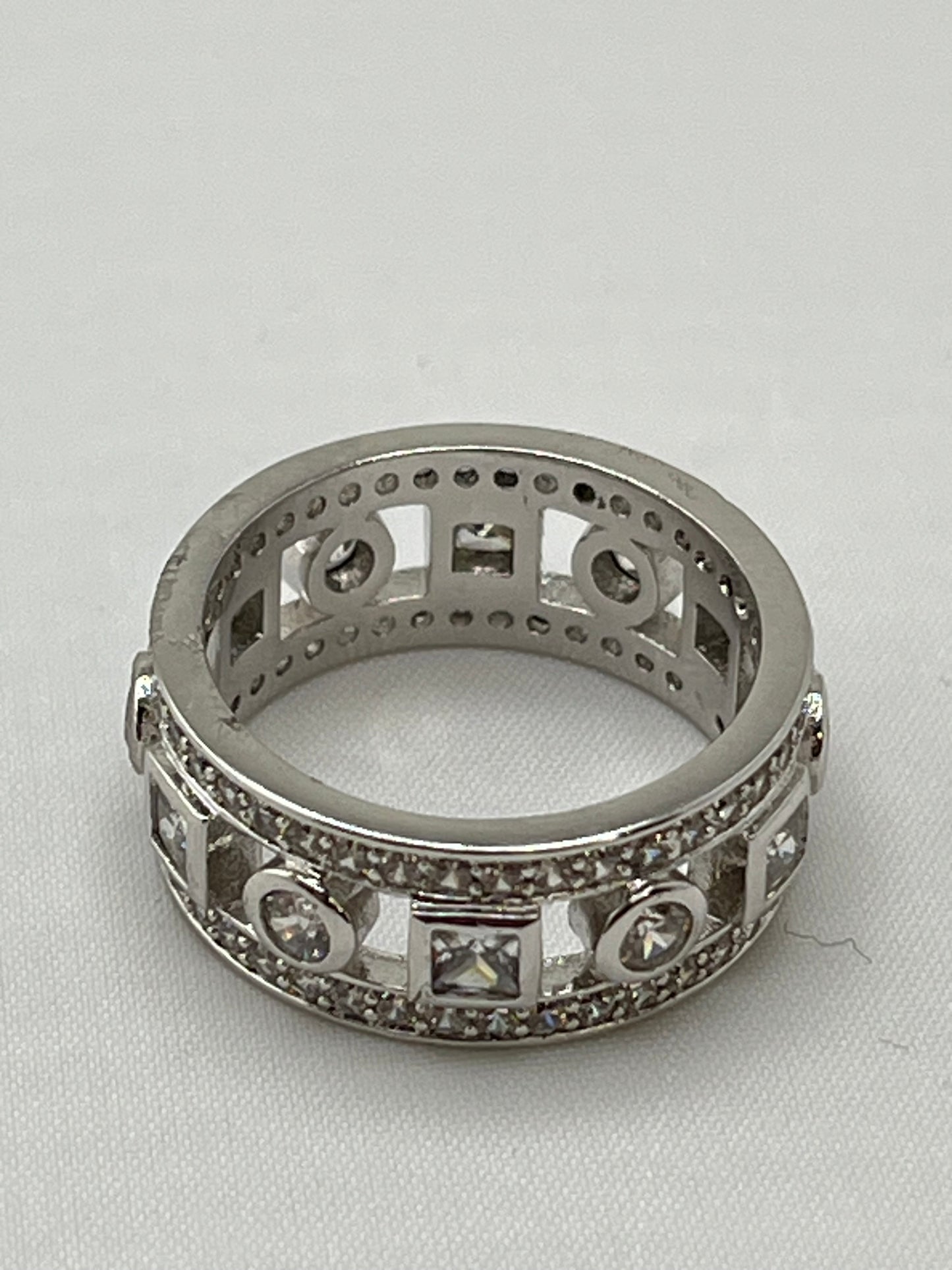 925 Sterling Silver 9mm CZ Triple Row Band