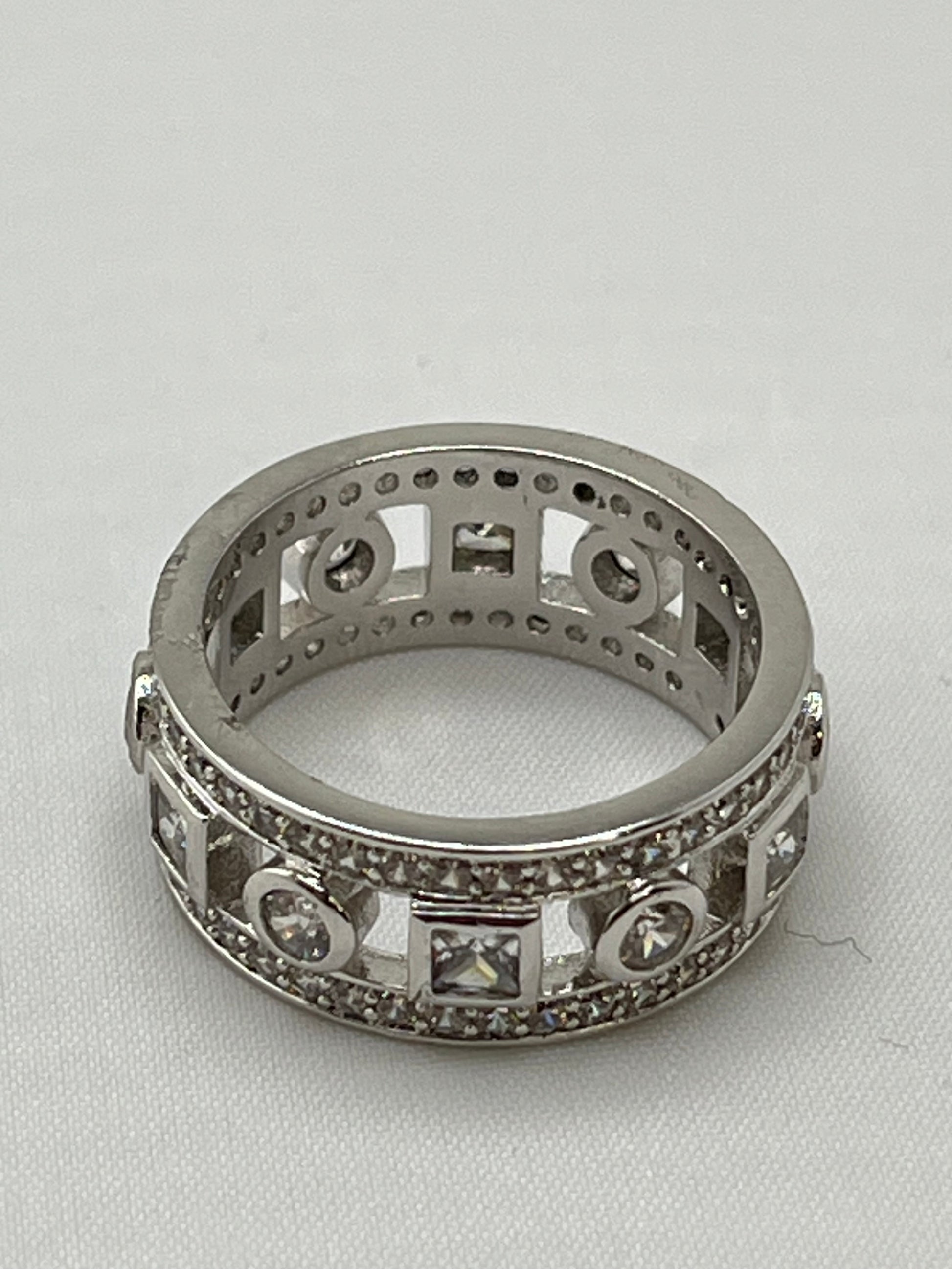 925 Sterling Silver 9mm CZ Triple Row Band