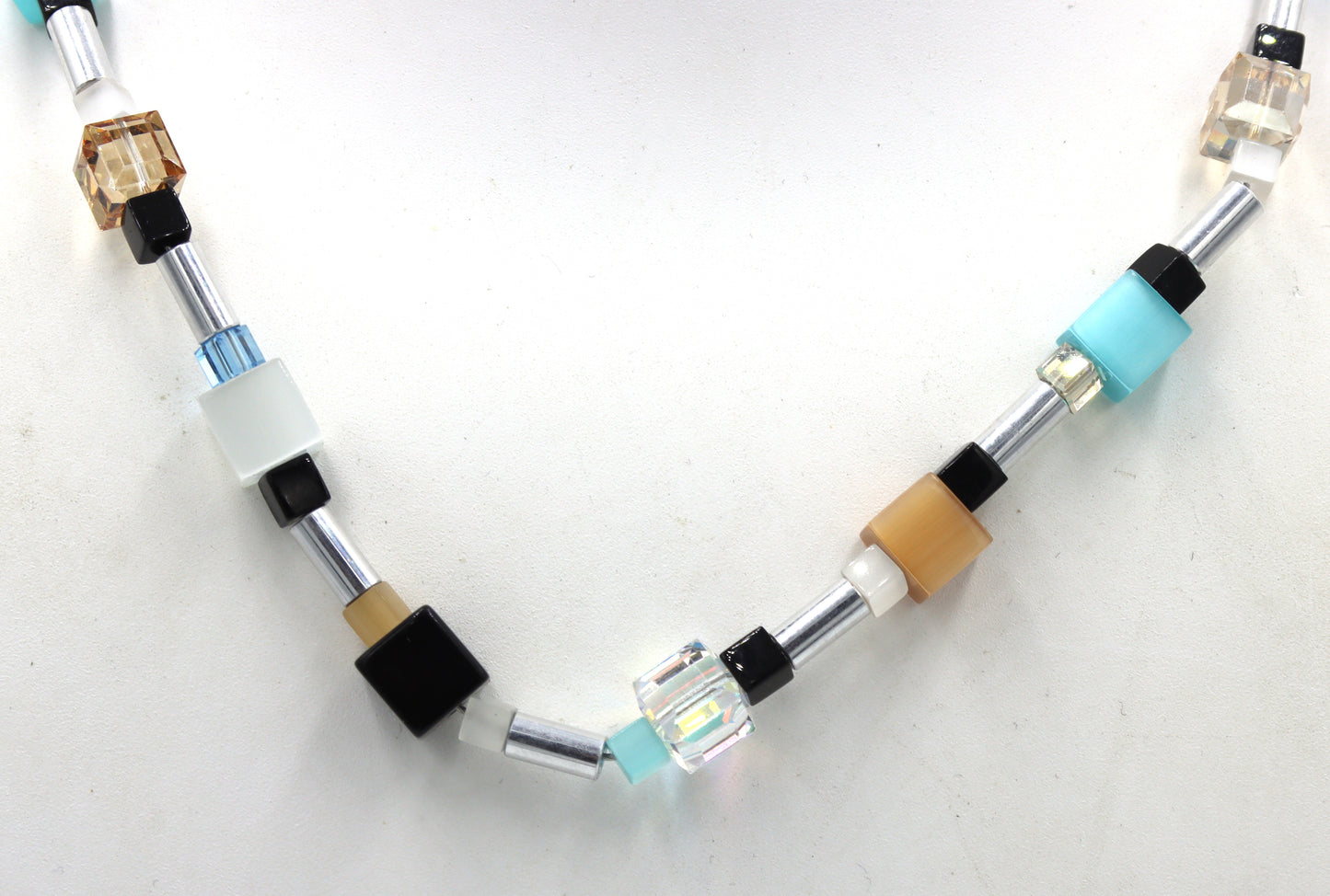 Multi color crystal necklace in sterling silver