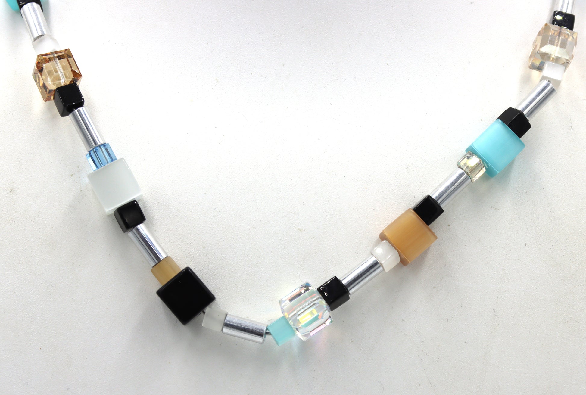 Multi color crystal necklace in sterling silver