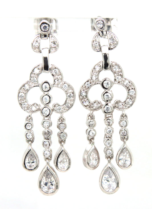 925 Sterling silver cubic zirconia dangle earrings