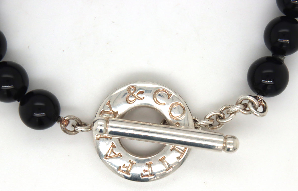 Tiffany & co black onyx beaded bracelet with toggle clasp