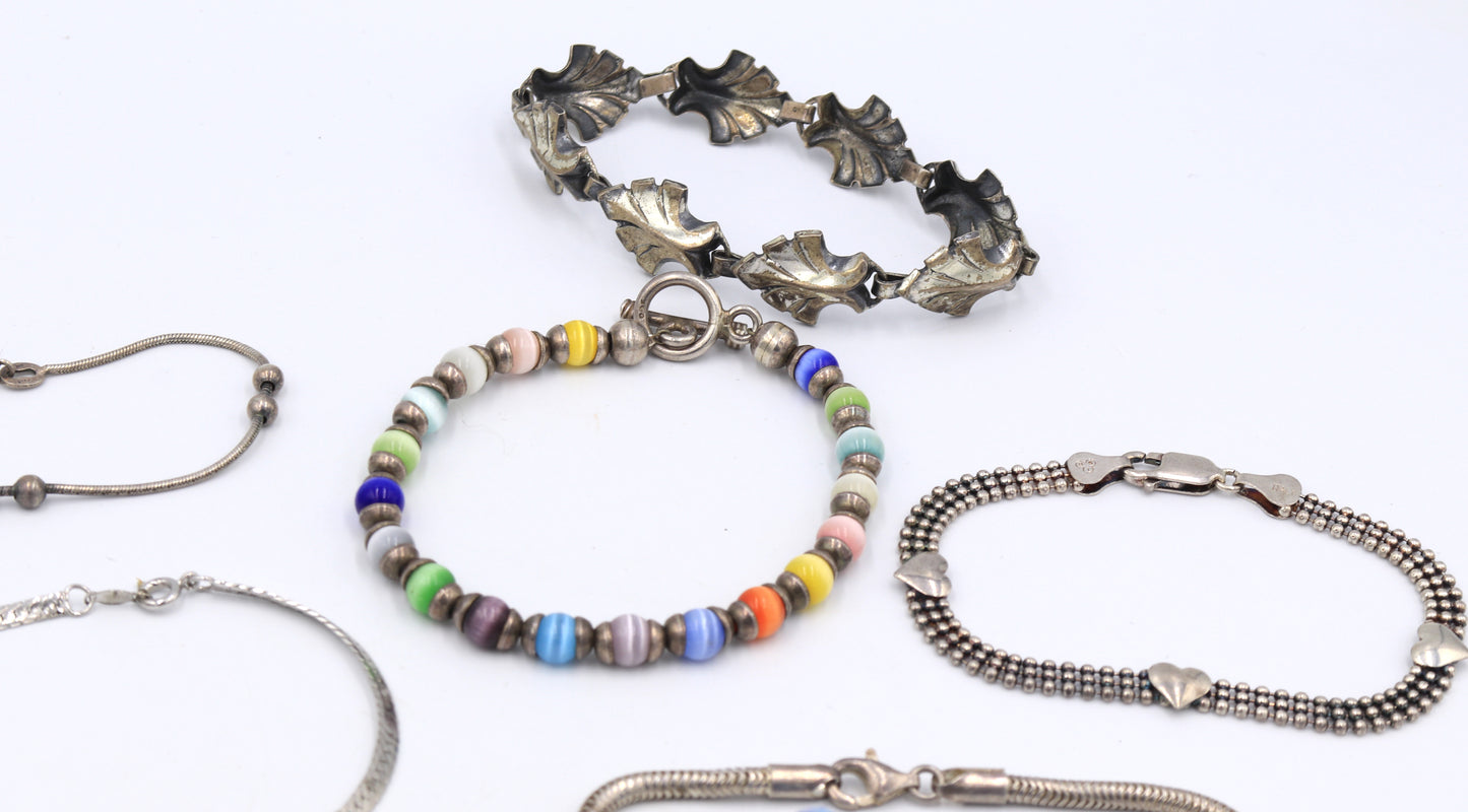 Group lot of 9 Vintage 925 sterling silver bracelets