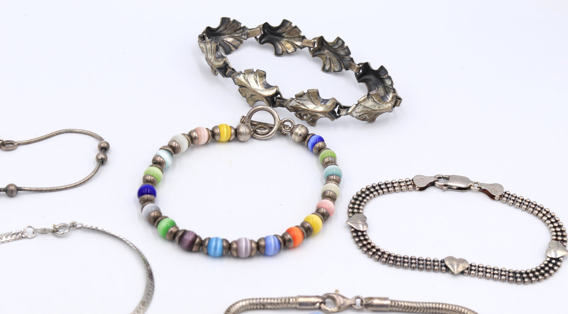 Group lot of 9 Vintage 925 sterling silver bracelets