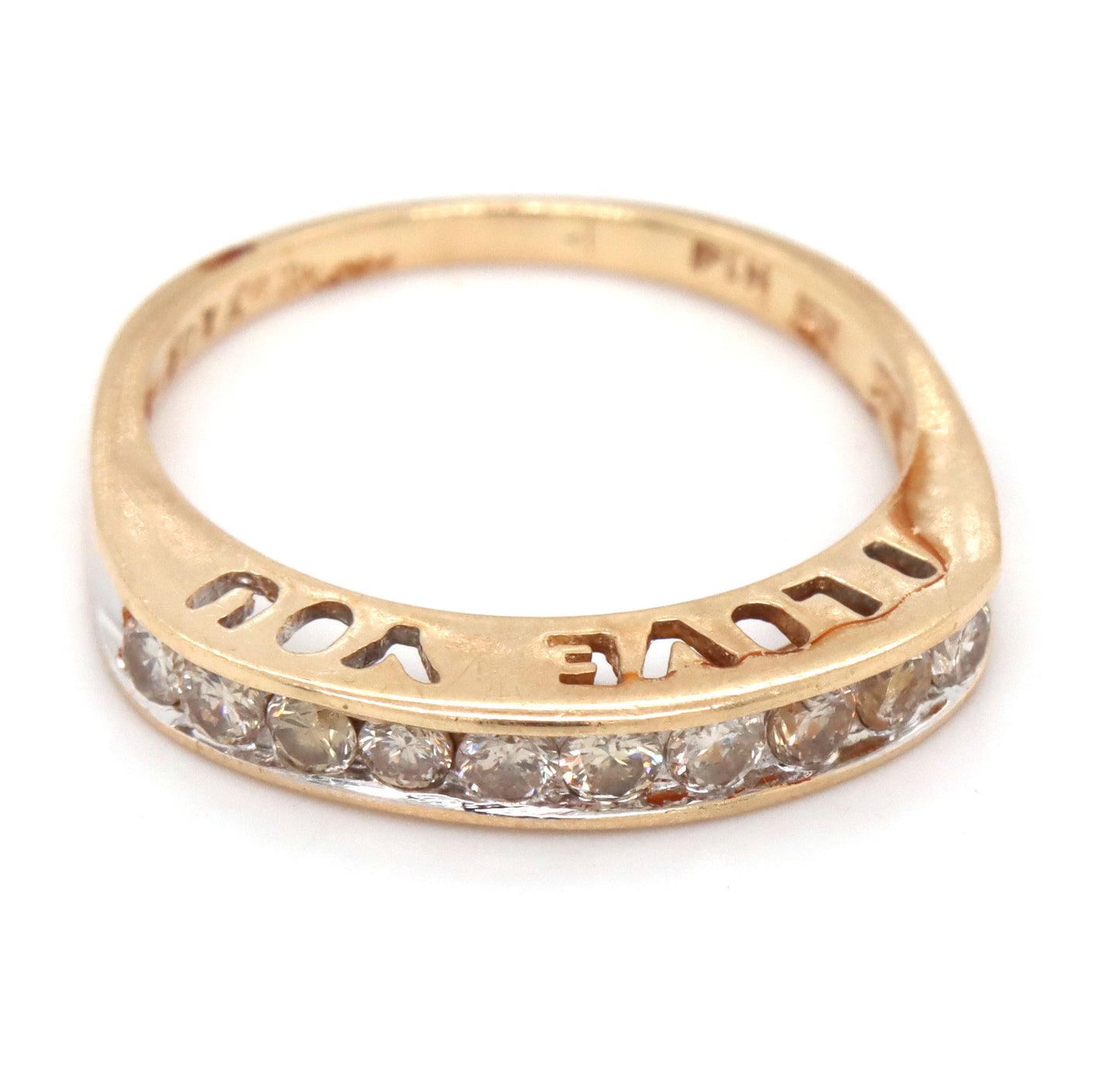 10kt Yellow gold Love diamond band