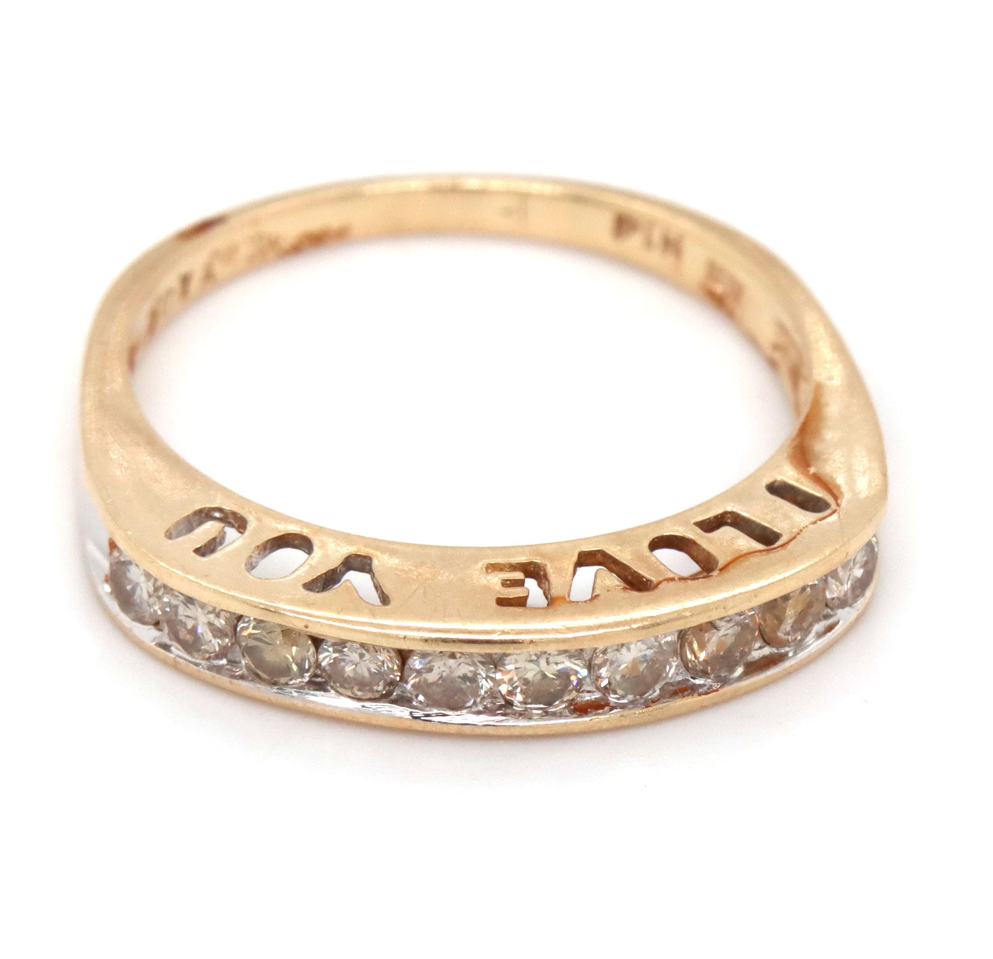 10kt Yellow gold Love diamond band