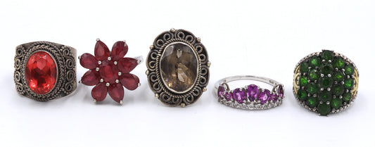 Group lot of 5 vintage 925 sterling silver rings