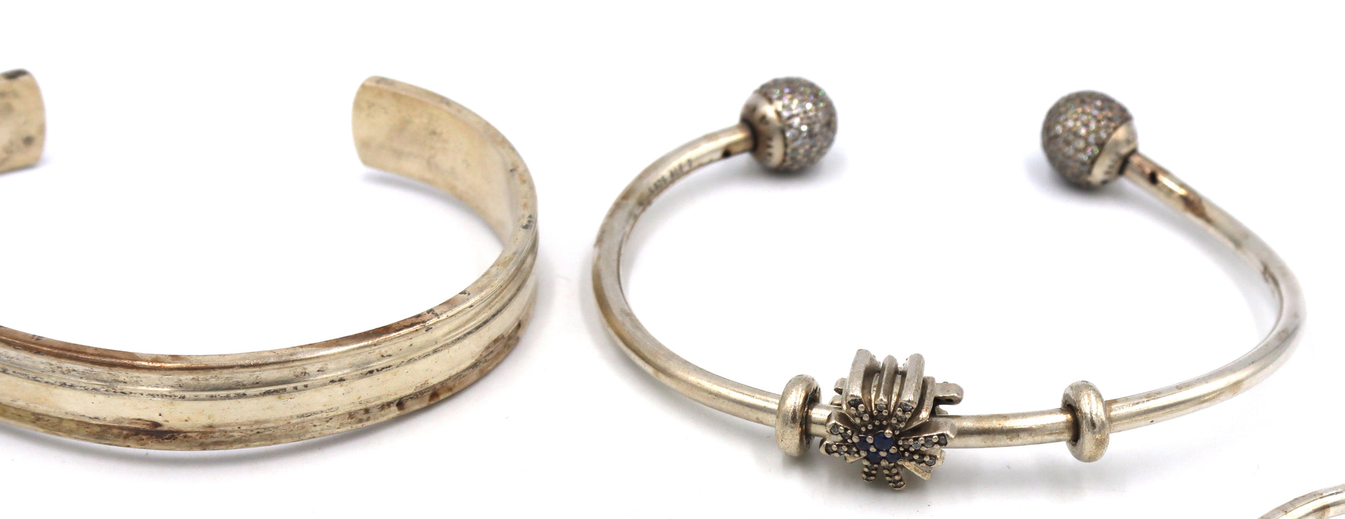 Group lot of Vintage 925 sterling silver cuff bangles