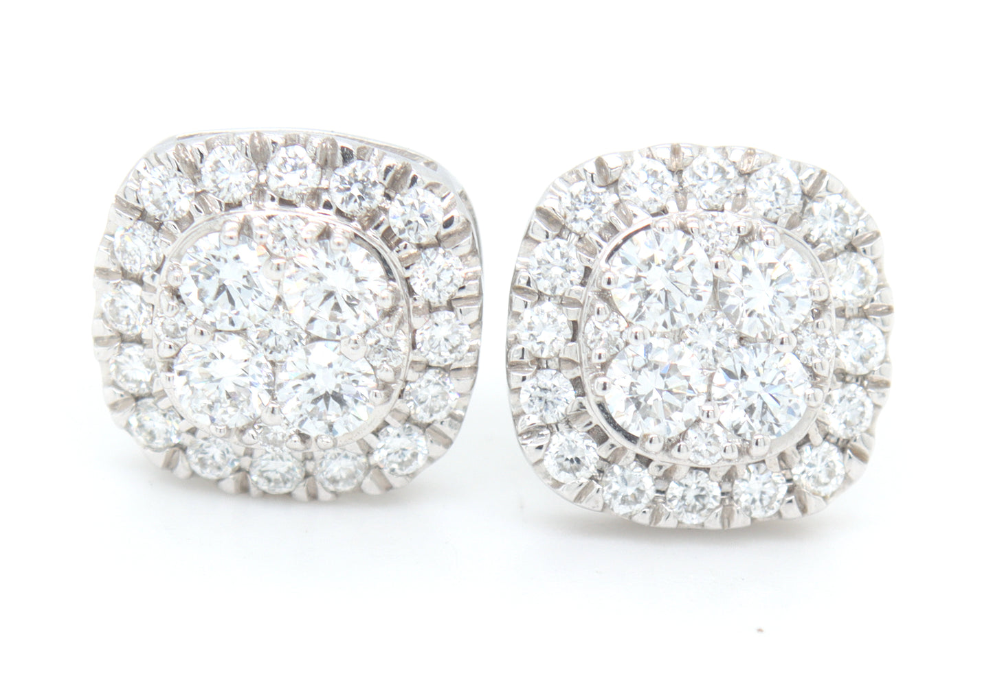 14kt White gold Lab grown diamond cluster earrings