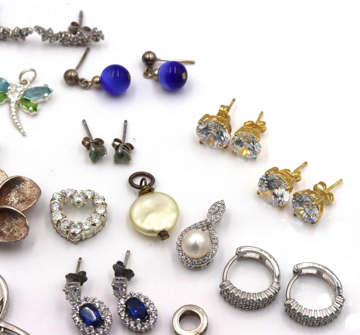 Group lot of Vintage 925 sterling silver charms and earrings