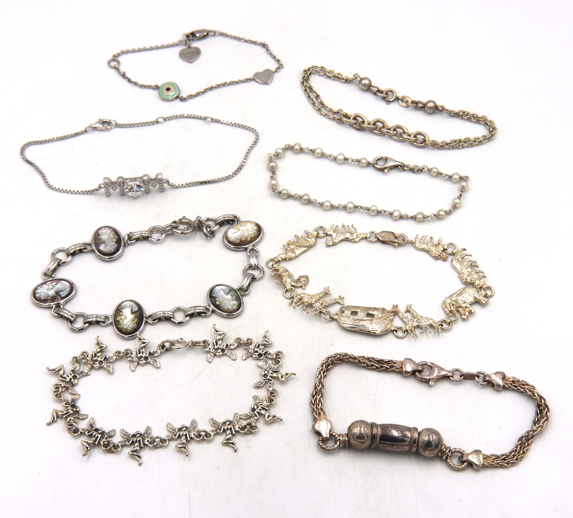 Group lot of Vintage 925 sterling silver bracelets