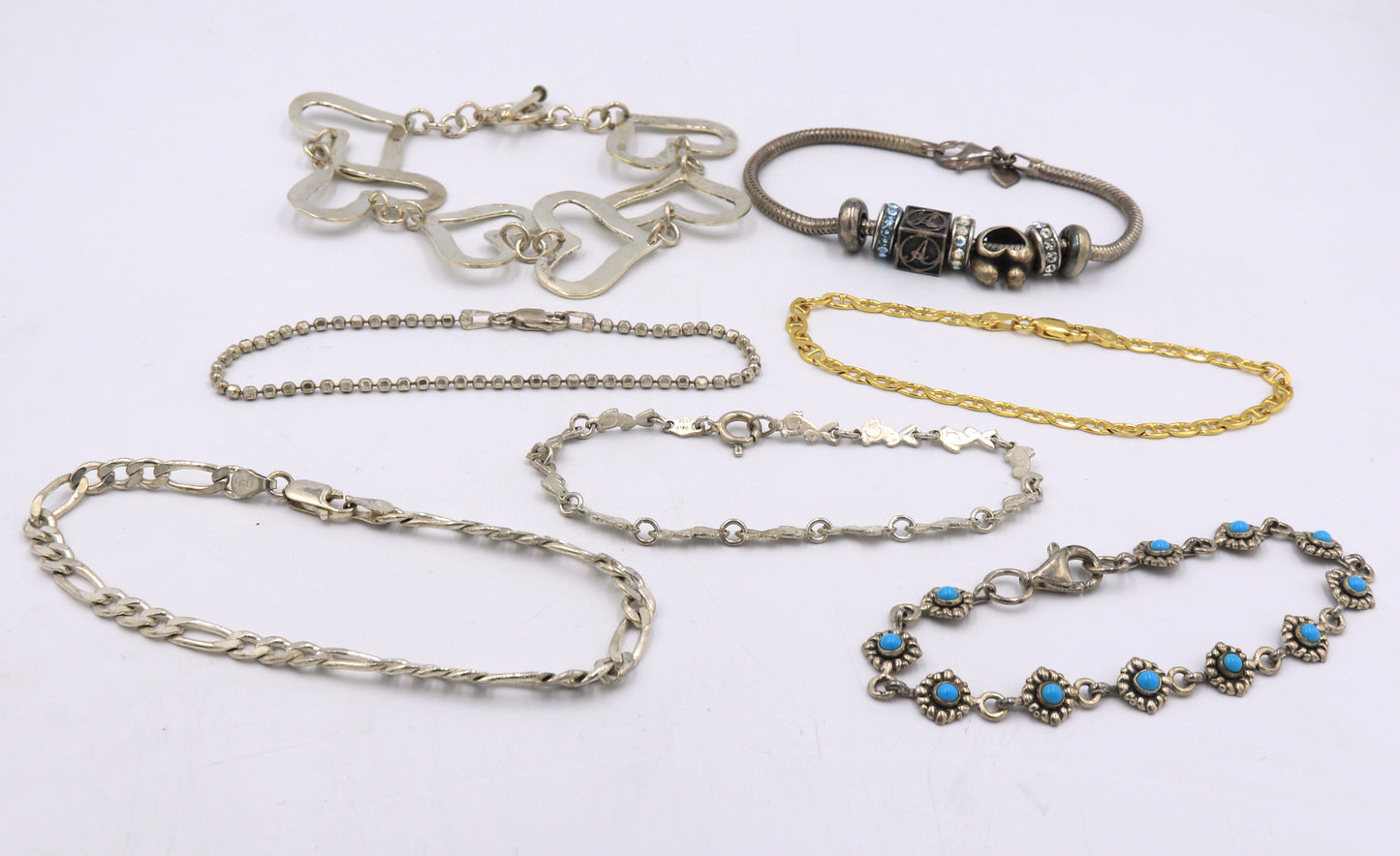 Group lot of vintage 925 sterling silver bracelets