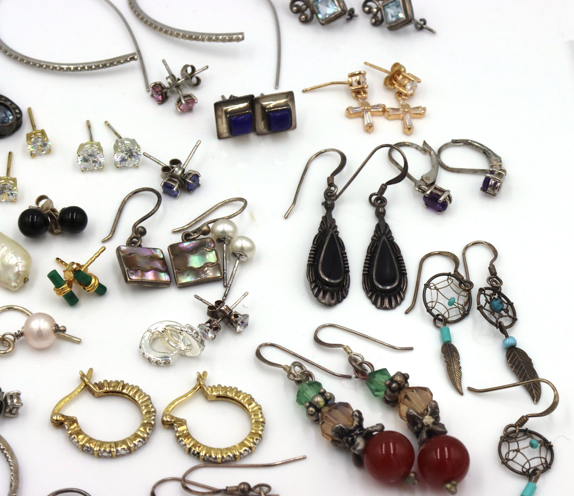 Group lot of vintage 925 sterling silver earrings