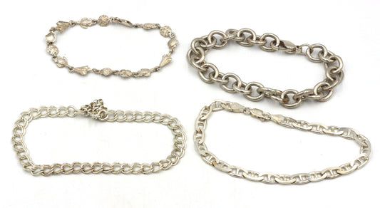 Group lot of 4 vintage 925 sterling silver bracelets