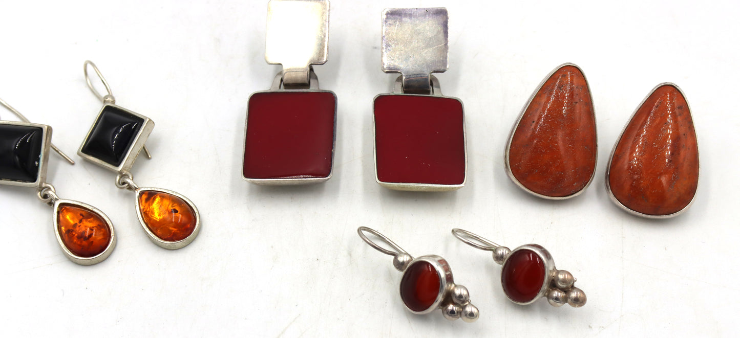 4 Pairs of 925 sterling silver gemstone earrings