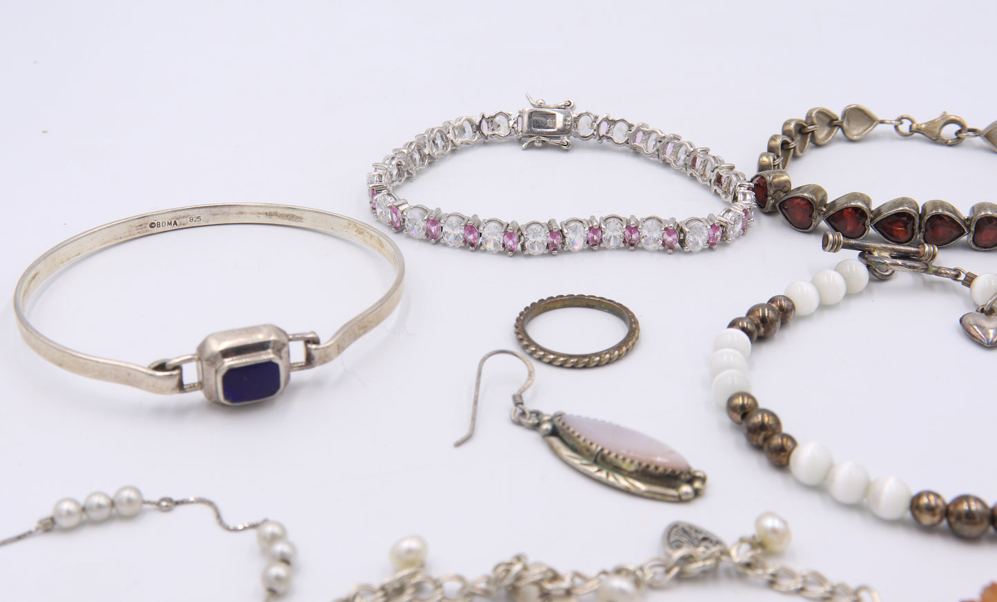 Lot of Vintage 925 Sterling Silver Gemstone Bracelets