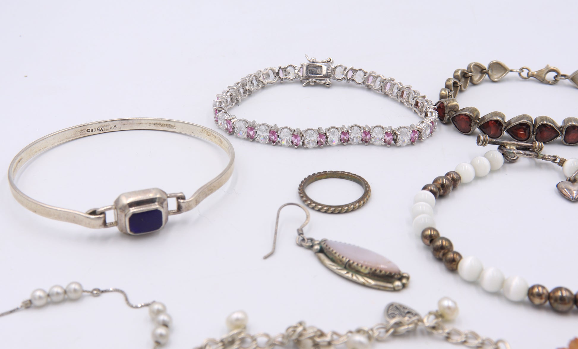 Lot of Vintage 925 Sterling Silver Gemstone Bracelets