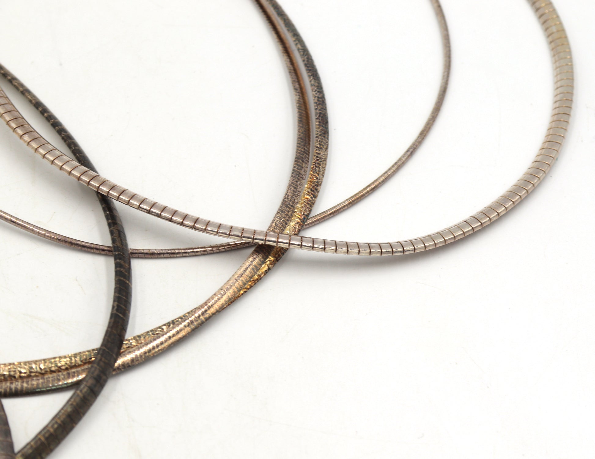 Group lot of 5 Vintage 925 sterling silver omega necklaces