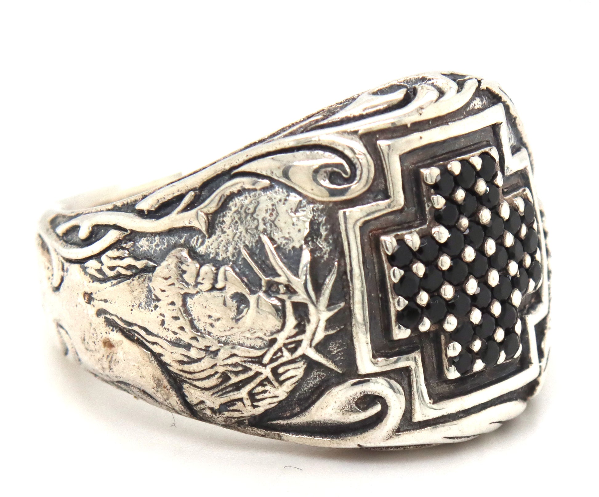 Soul Fetish black sapphire cross ring