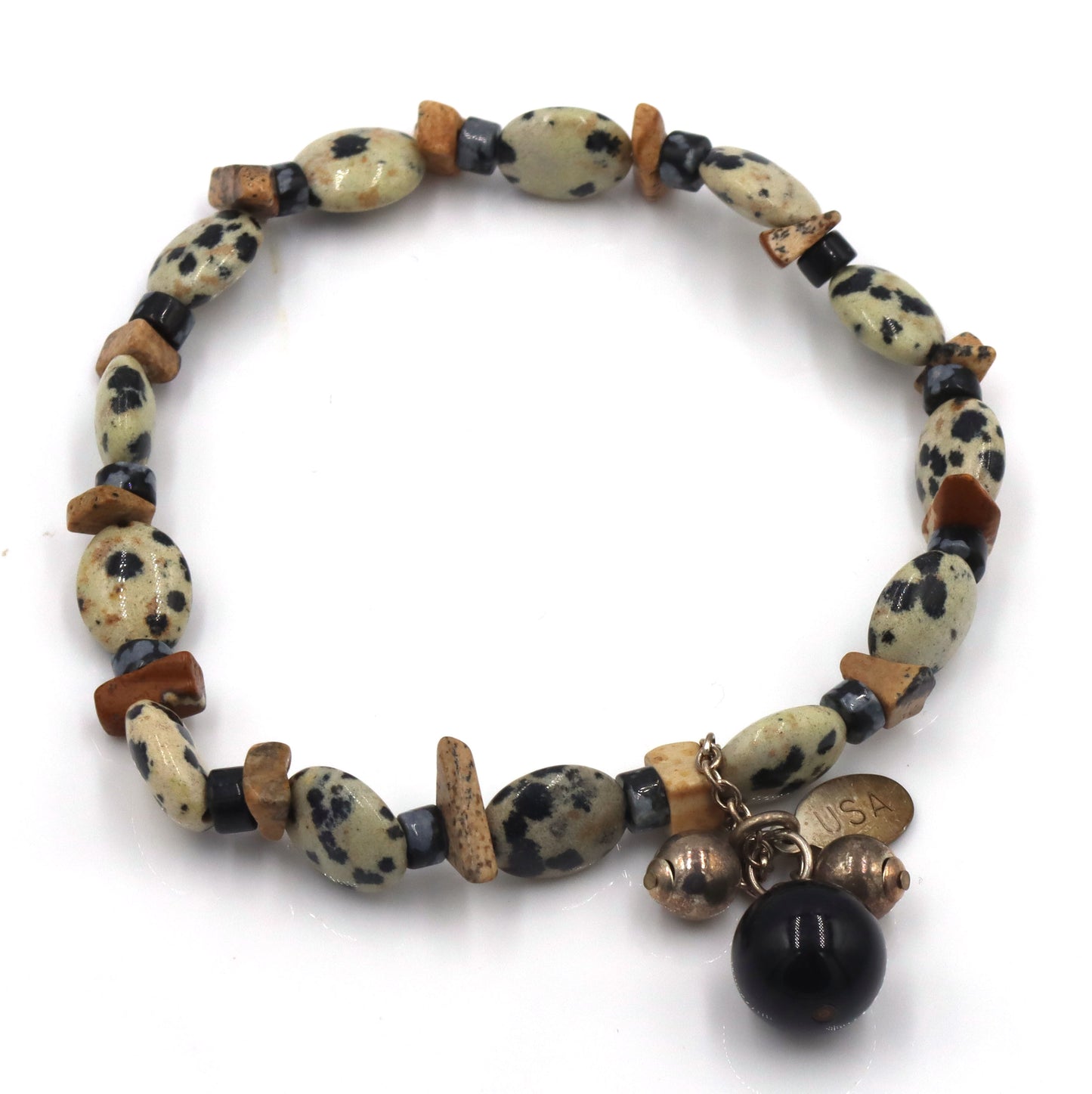 Jasper bracelet with 925 sterling silver charms