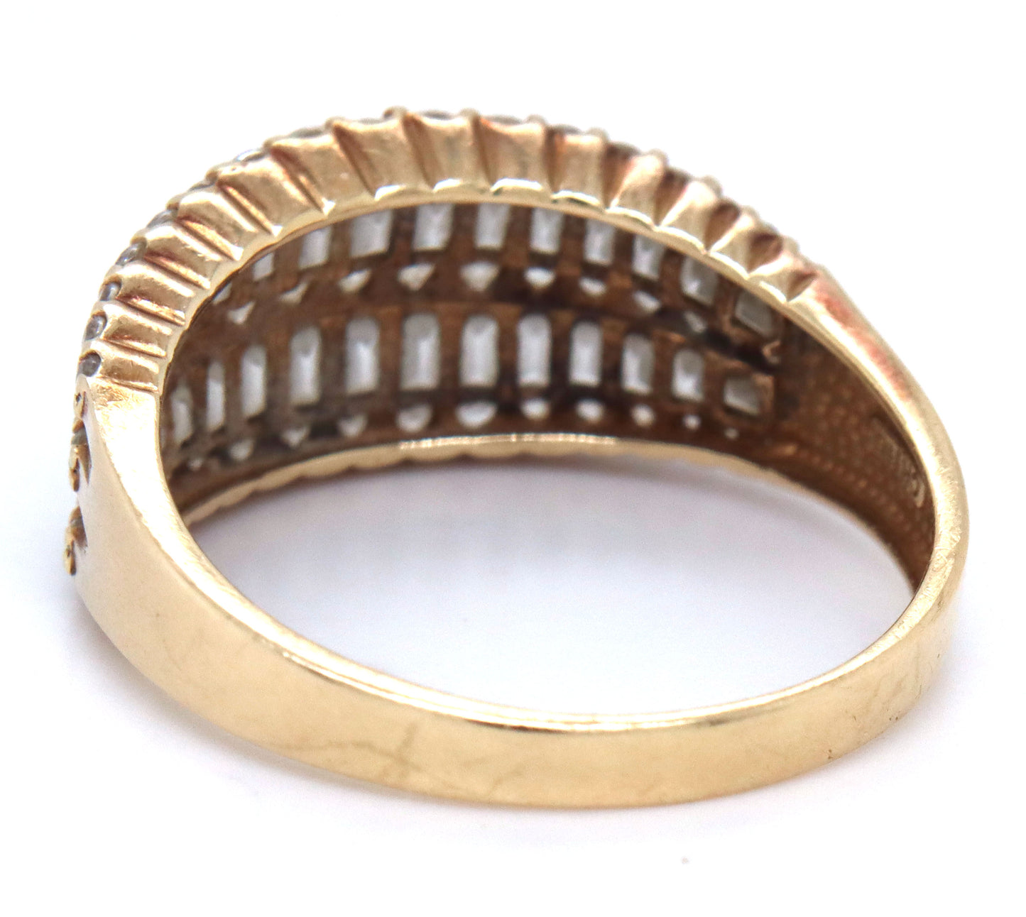 14kt Yellow gold round and emerald cut CZ ring