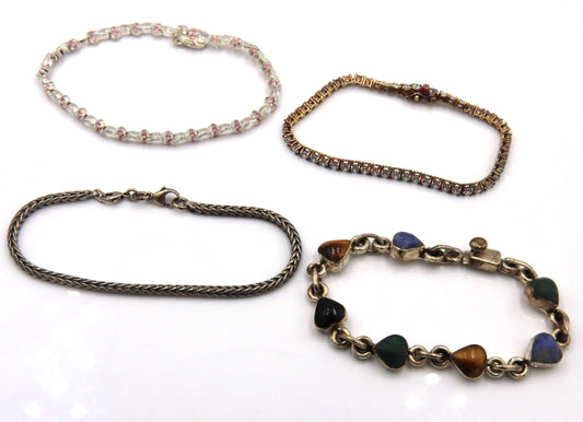 Group lot of 4 vintage 925 sterling silver bracelets