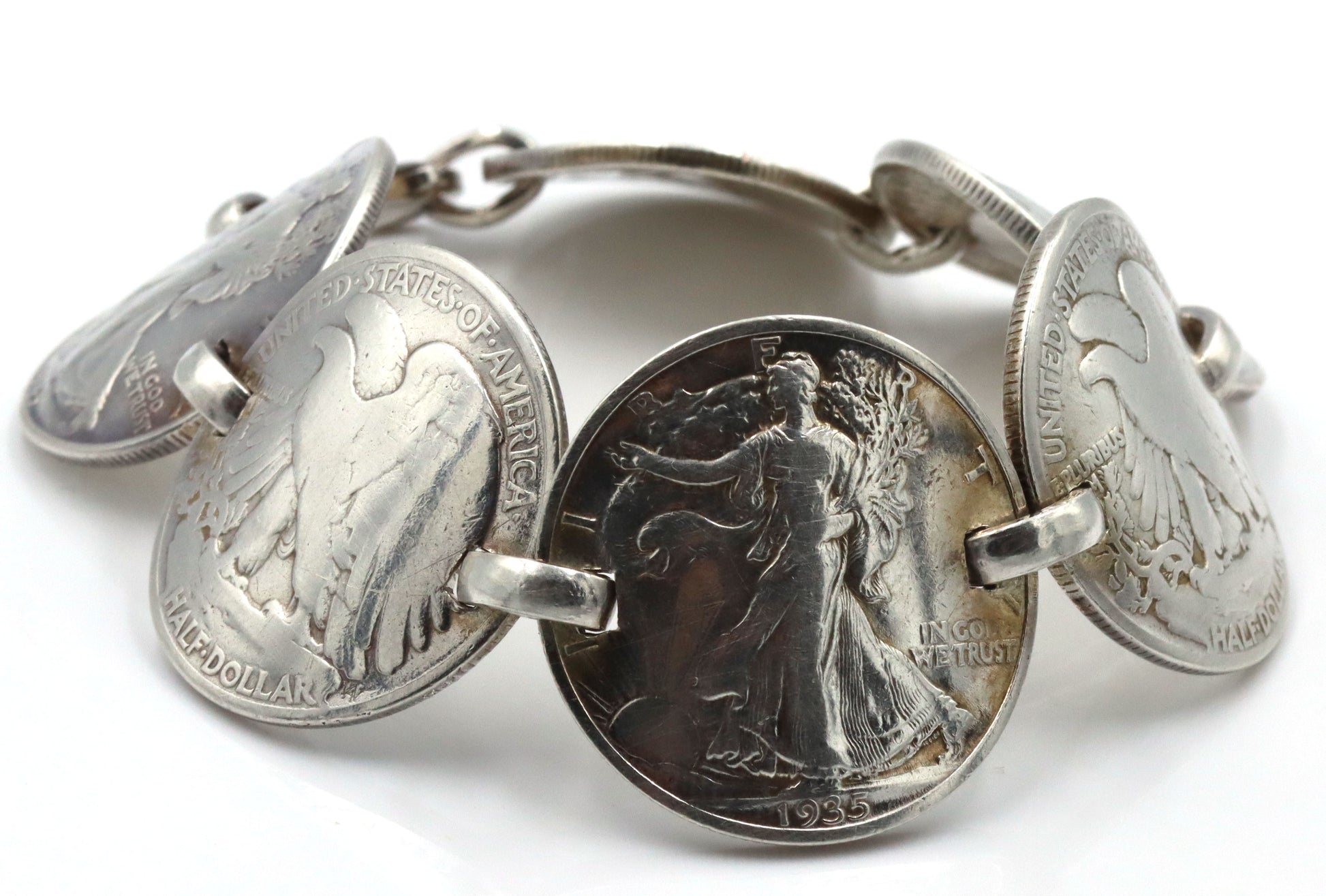 1942 Half dollar link bracelet in sterling silver