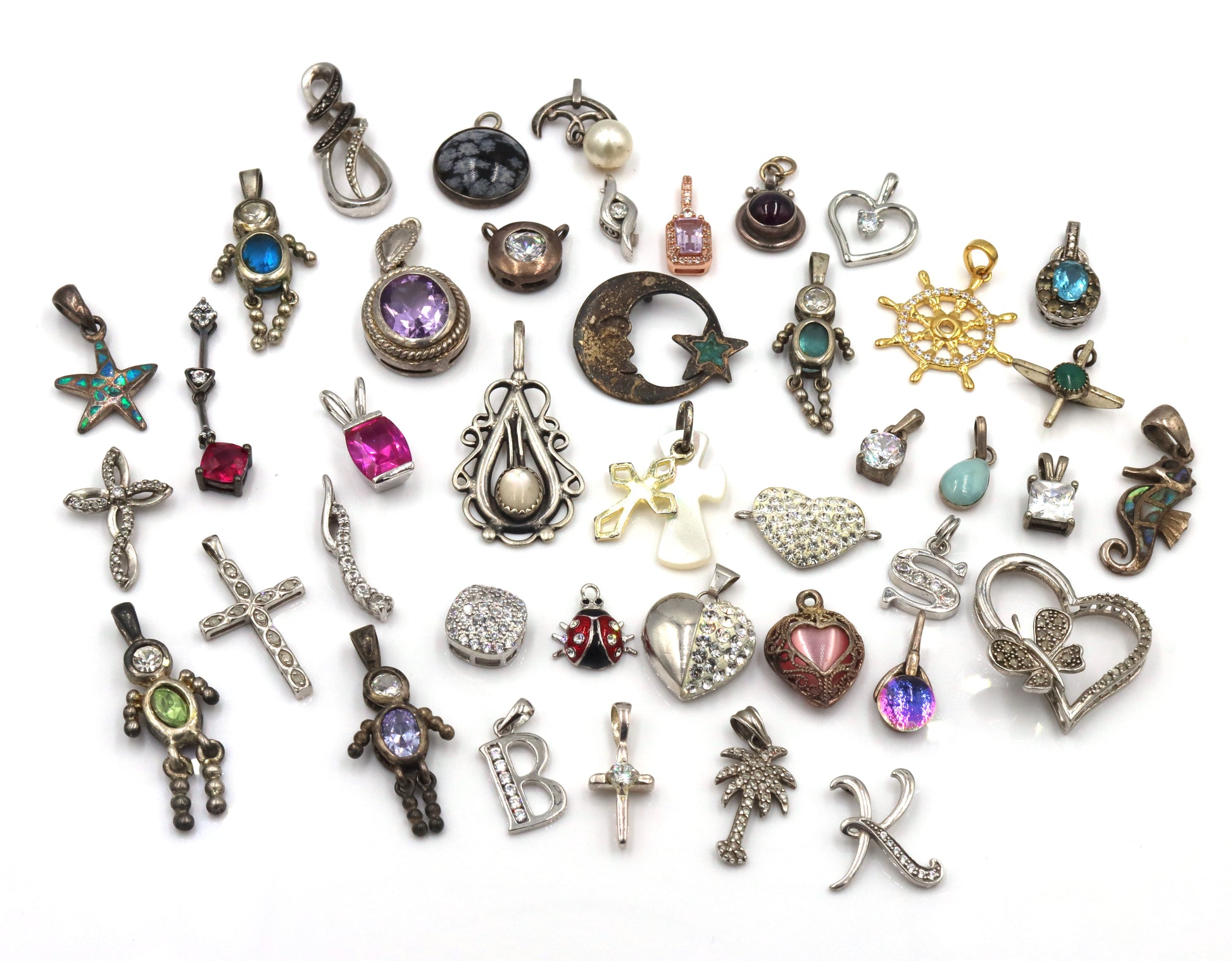 Lot of vintage 925 sterling silver pendants and charms