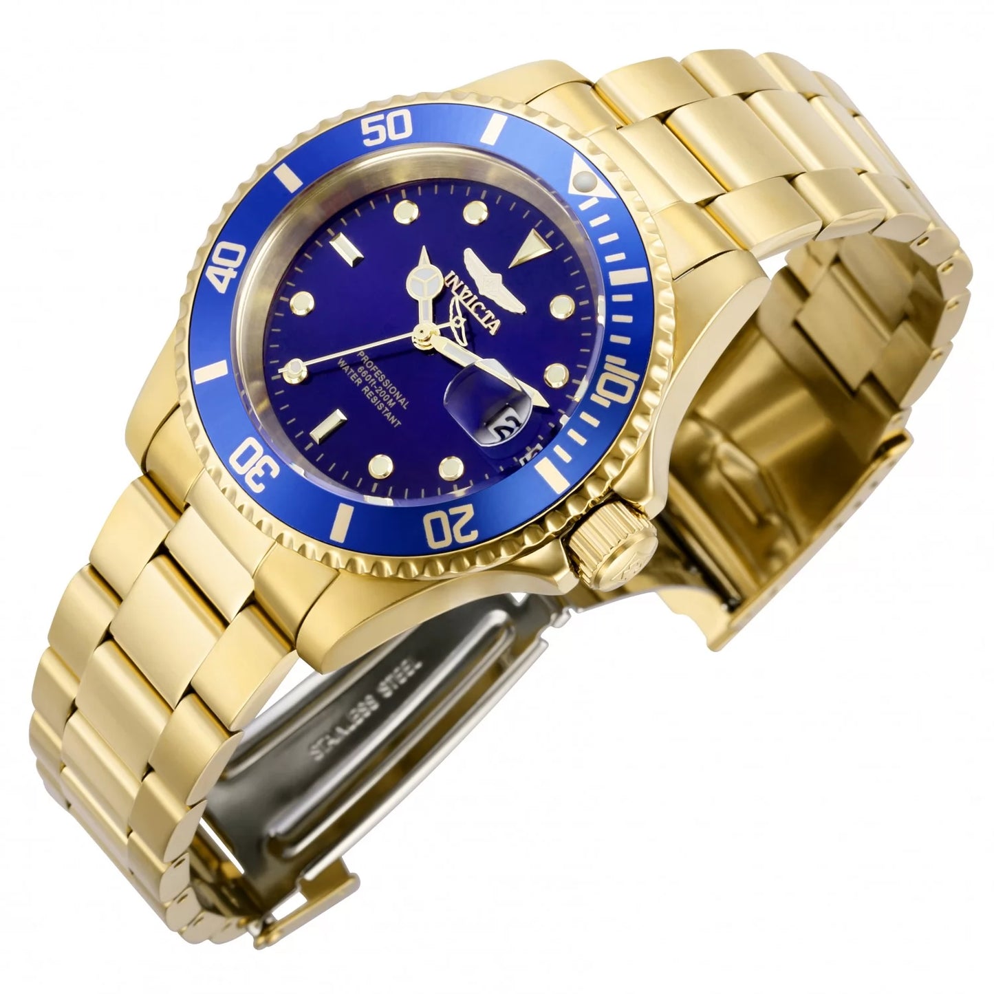 Invicta Mens Pro Diver Quartz 3 Hand Blue Dial Watch
