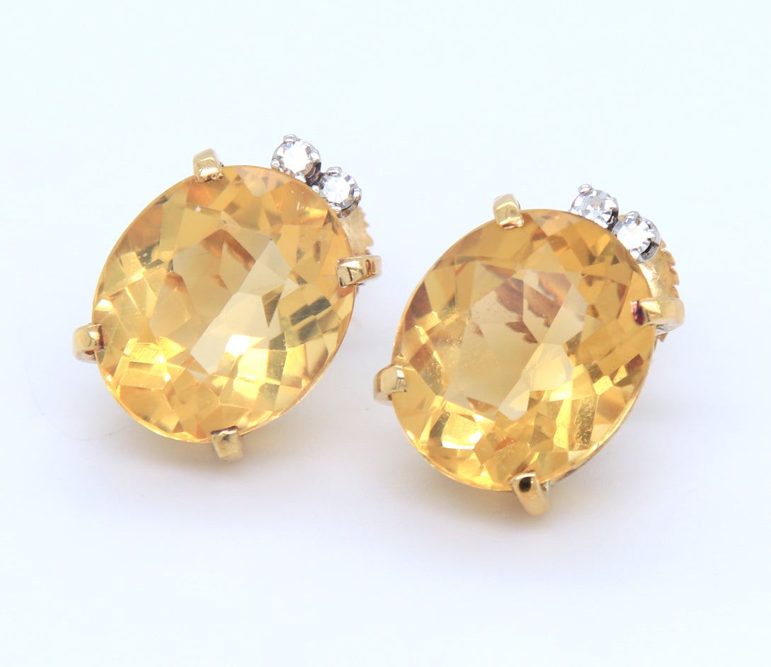 Romantic 18kt Citrine and Diamond Earrings